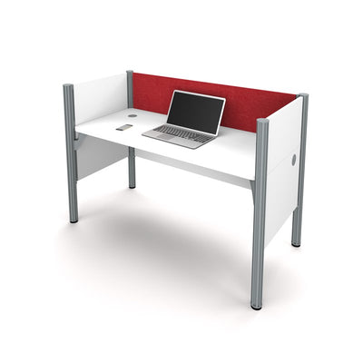 Pro-Biz 62" White Desk with Privacy Panel & Red Tack Board