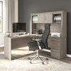 67" Silver Maple L-Shaped Desk with Hutch