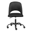 Sleek Black Velvet Office Chair with Cutout