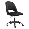 Sleek Black Velvet Office Chair with Cutout