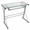 Silver Framed 31" Glass Workstation with Keyboard Tray
