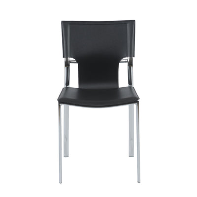 Black Leather Armless Conference or Guest Chairs (Set of 4)