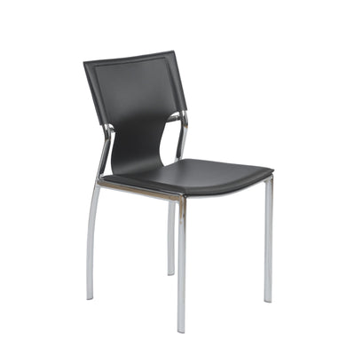 Black Leather Armless Conference or Guest Chairs (Set of 4)