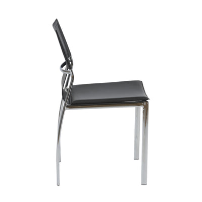 Black Leather Armless Conference or Guest Chairs (Set of 4)