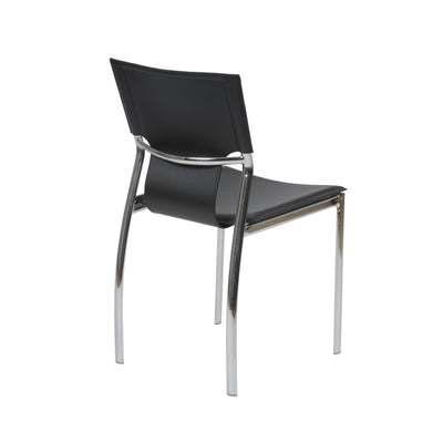 Black Leather Armless Conference or Guest Chairs (Set of 4)