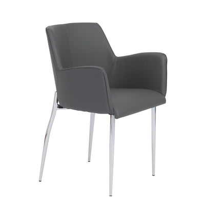 Cozy Gray Leatherette Guest or Conference Chair with Arms (Set of 2)