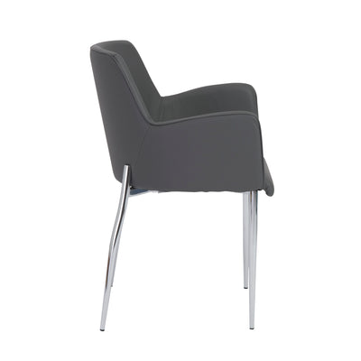 Cozy Gray Leatherette Guest or Conference Chair with Arms (Set of 2)
