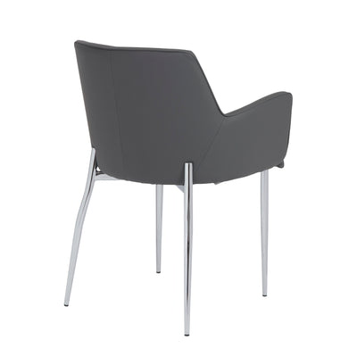 Cozy Gray Leatherette Guest or Conference Chair with Arms (Set of 2)