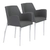 Cozy Gray Leatherette Guest or Conference Chair with Arms (Set of 2)