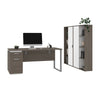 66" Desk with Included Cabinets in Bark Gray and White