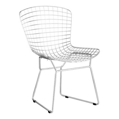 Classic Wire Frame Guest or Conference Chair w/ White Cushion (Set of 2)