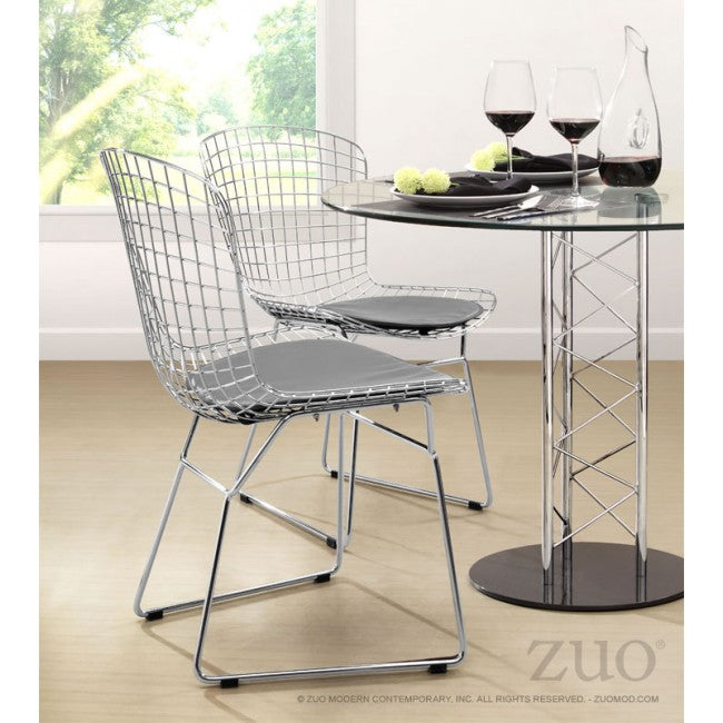 Classic Wire Frame Guest or Conference Chair w/ Orange Cushion (Set of 2)