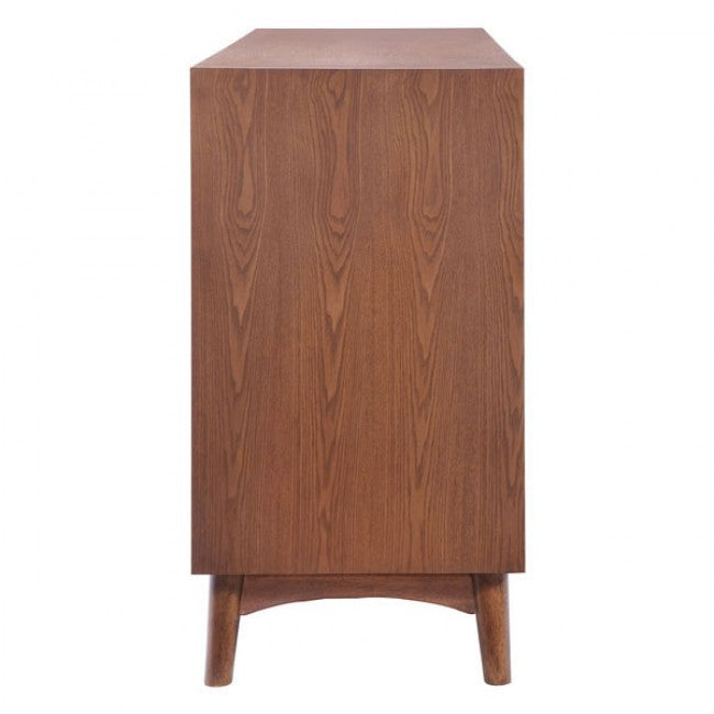 Mid-Century Style Black and Walnut Storage Credenza