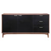 Mid-Century Style Black and Walnut Storage Credenza