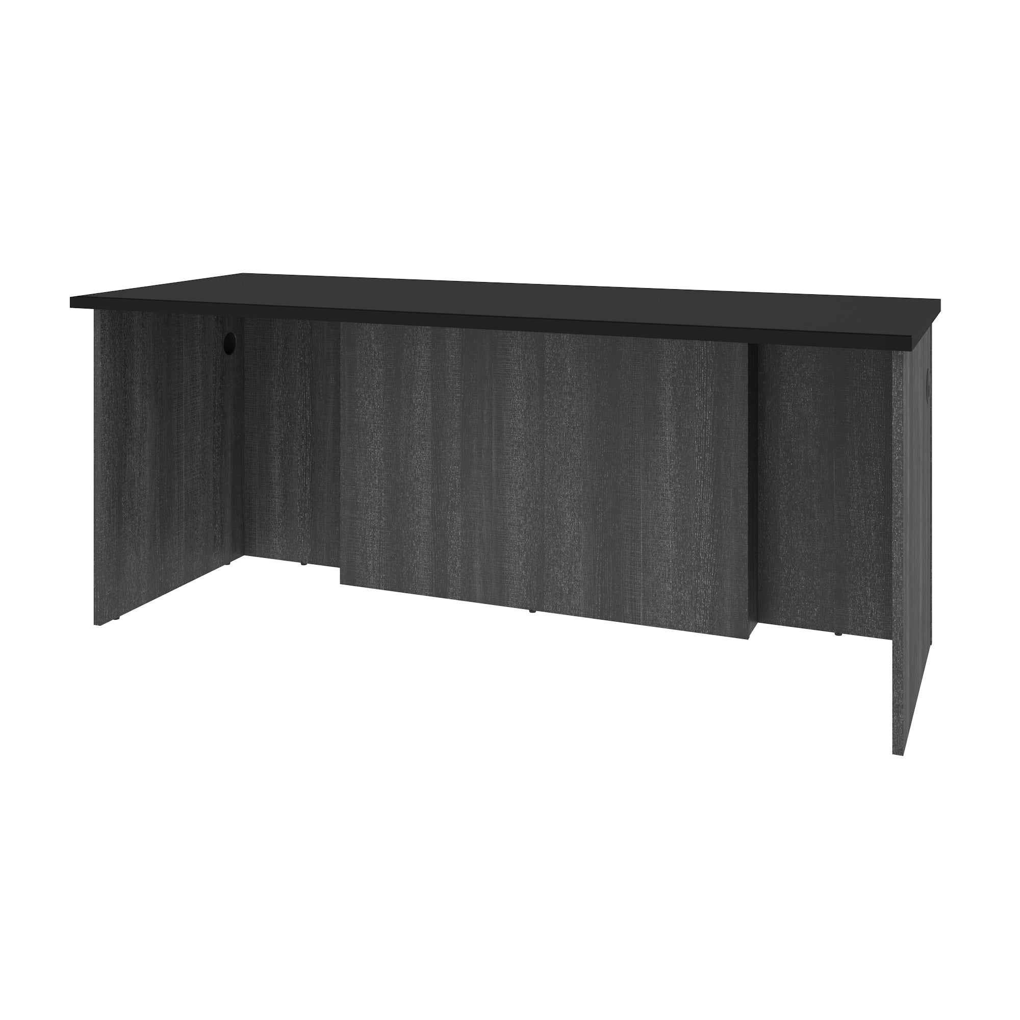 71" Bark Gray & Black Premium Executive Desk