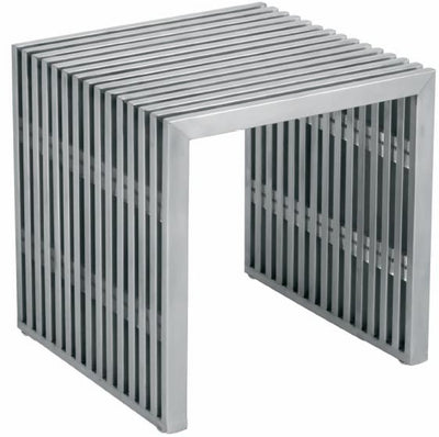 48" Executive Desk in Brushed Stainless Steel with Glass Top from Nuevo