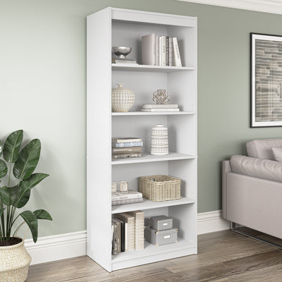 67" Elegant U-Shaped Desk in Satin White with Hutch