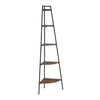 72" Industrial Corner Ladder Bookshelf in Rustic Oak Finish