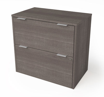 Modern Premium L-shaped Desk in Bark Gray & White Finish
