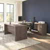 65" U-Shaped Desk in Warm Gray Maple with File Cabinet