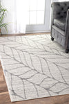 Understated Leafy-Patterned Office Rug in Light Gray (Multiple Sizes)