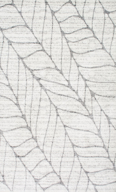 Understated Leafy-Patterned Office Rug in Light Gray (Multiple Sizes)