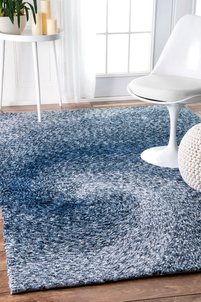 Blue Swirled Polyester Rug (Multiple Sizes Available)