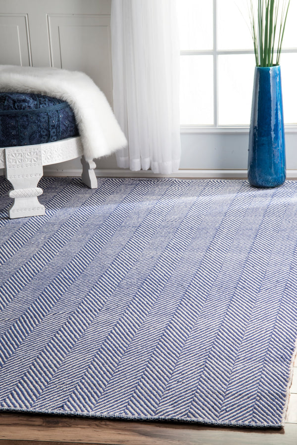 Operations Rugs Hand-Loomed Cotton Office Floor Rug in Navy (Multiple Sizes Available ...
