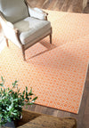 Orange Cotton Hand-Loomed Indoor Office Rug (Multiple Dimensions)