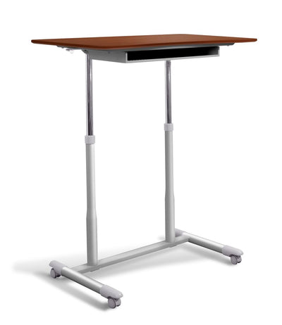 37" Cherry Sit-Stand Office Desk w/ Wire Storage Shelf