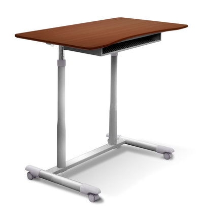 37" Cherry Sit-Stand Office Desk w/ Wire Storage Shelf