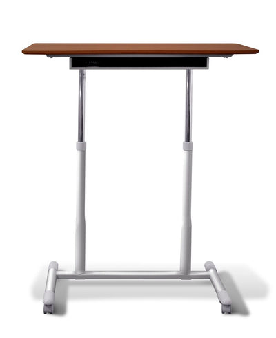 37" Cherry Sit-Stand Office Desk w/ Wire Storage Shelf