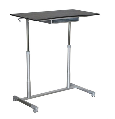 37" Espresso Sit-Stand Office Desk w/ Wire Storage Shelf