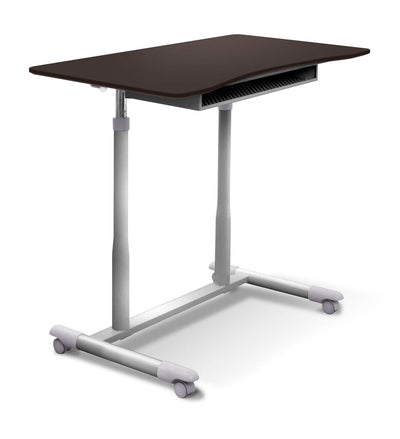 37" Espresso Sit-Stand Office Desk w/ Wire Storage Shelf