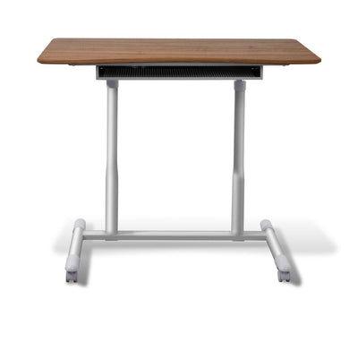 37" Walnut Sit-Stand Office Desk w/ Wire Storage Shelf
