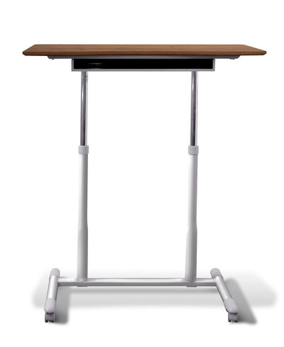 37" Walnut Sit-Stand Office Desk w/ Wire Storage Shelf