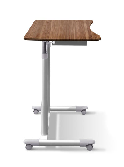 37" Walnut Sit-Stand Office Desk w/ Wire Storage Shelf
