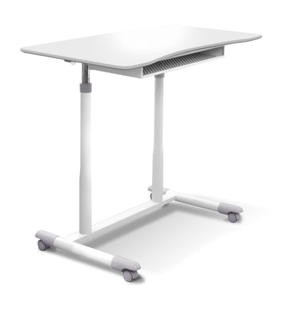 37" White Sit-Stand Office Desk w/ Wire Storage Shelf