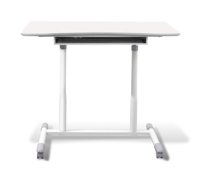 37" White Sit-Stand Office Desk w/ Wire Storage Shelf