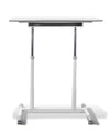 37" White Sit-Stand Office Desk w/ Wire Storage Shelf