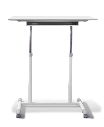 37" White Sit-Stand Office Desk w/ Wire Storage Shelf