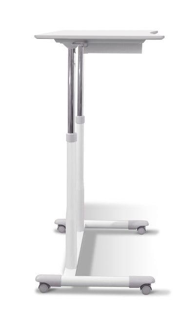 37" White Sit-Stand Office Desk w/ Wire Storage Shelf