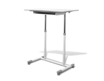 37" White Sit-Stand Office Desk w/ Wire Storage Shelf
