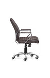 Sleek Espresso Leather & Chrome Office Chair with Padded Armrests