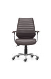 Sleek Espresso Leather & Chrome Office Chair with Padded Armrests