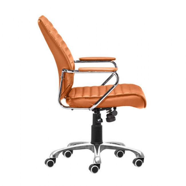 Sleek Terra Leather & Chrome Office Chair with Padded Armrests