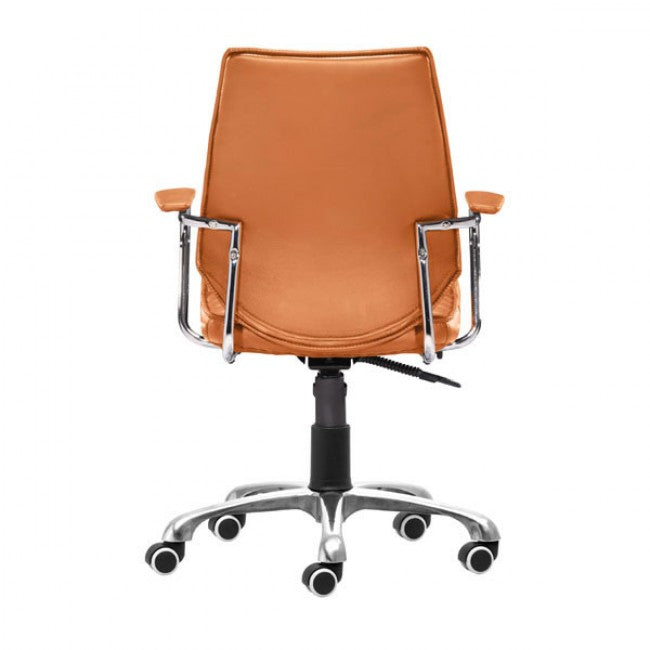 Sleek Terra Leather & Chrome Office Chair with Padded Armrests