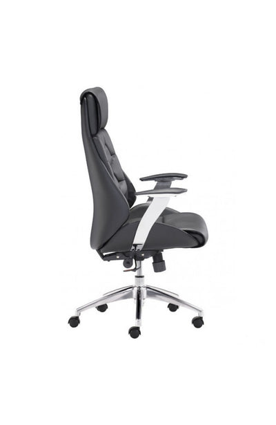 Regal Black Leather & Chrome Modern Office Chair