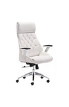 Regal White Leather & Chrome Modern Office Chair