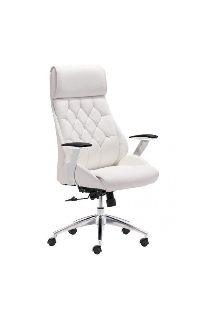 Modern White Office Chair with Padded Armrest